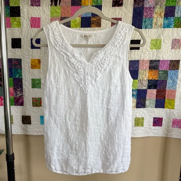 Lina Tomei White Linen Top - Picture 1 of 5